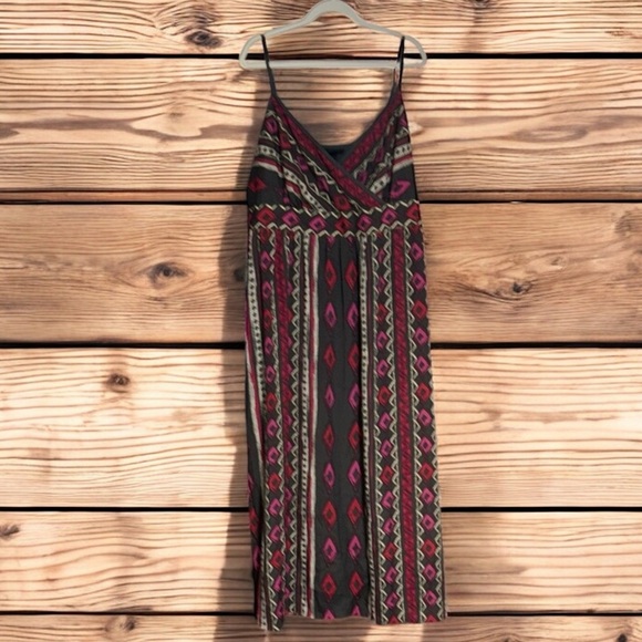 NWT 24 plus maxi sundress Lane Bryant lightweight flowy grey pink red - Picture 1 of 4